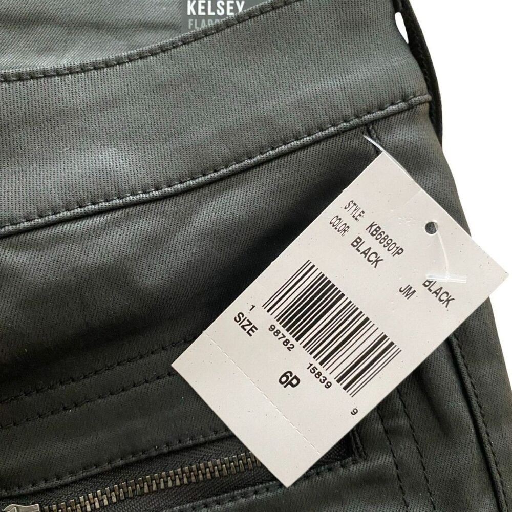 Kut From The Kloth Kelsey Flare Pants 6P 29 Black Coated Faux Leather Jeans NWT - Picture 6 of 10